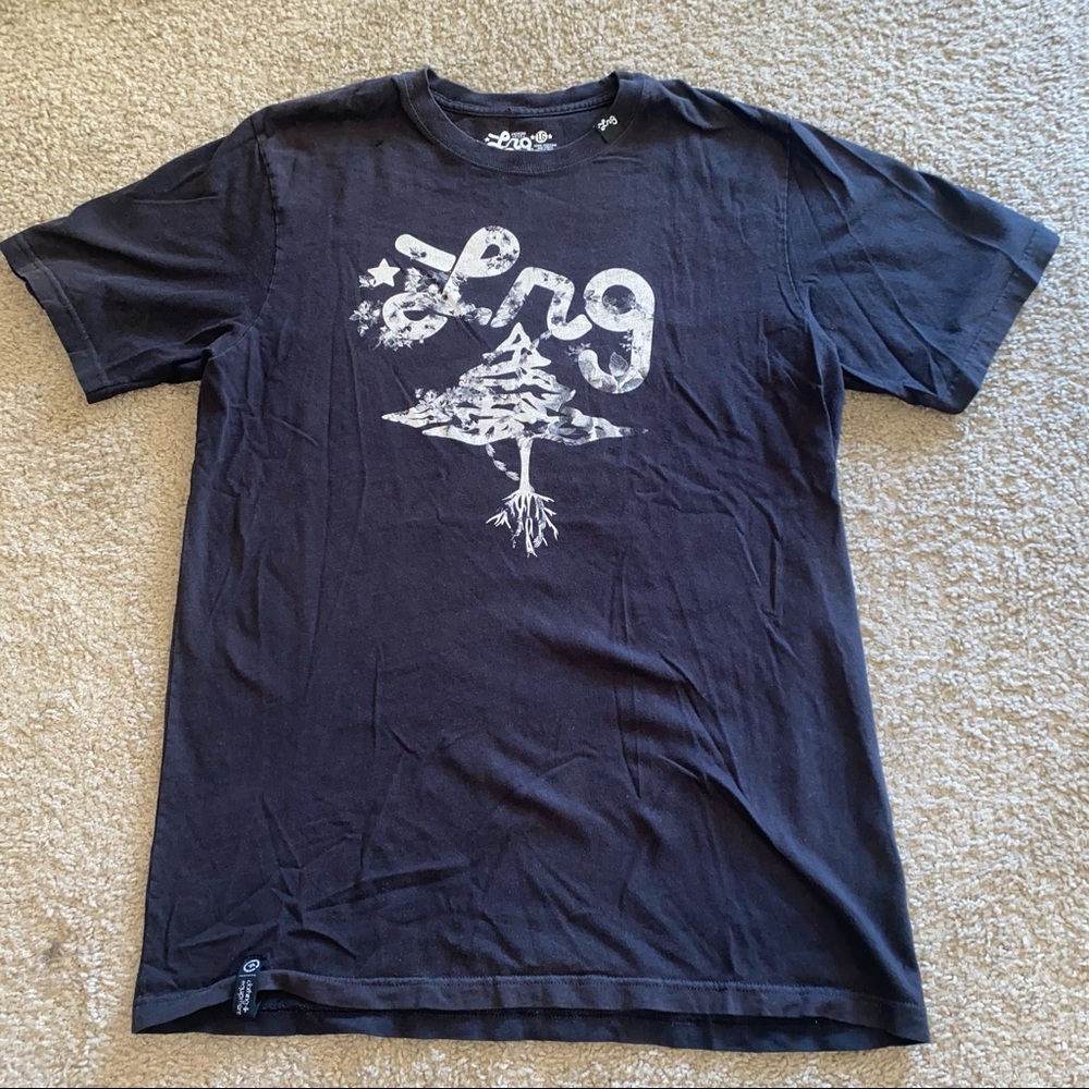 Men’s Black LRG Premium Fit Floral Design Short Sleeve T-shirt Size Large